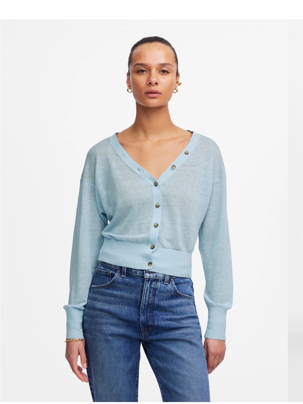 Madewell Linen Blend V-neck Cardigan